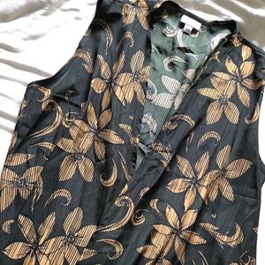 Lularoe Olive Floral Duster Joy Vest Large